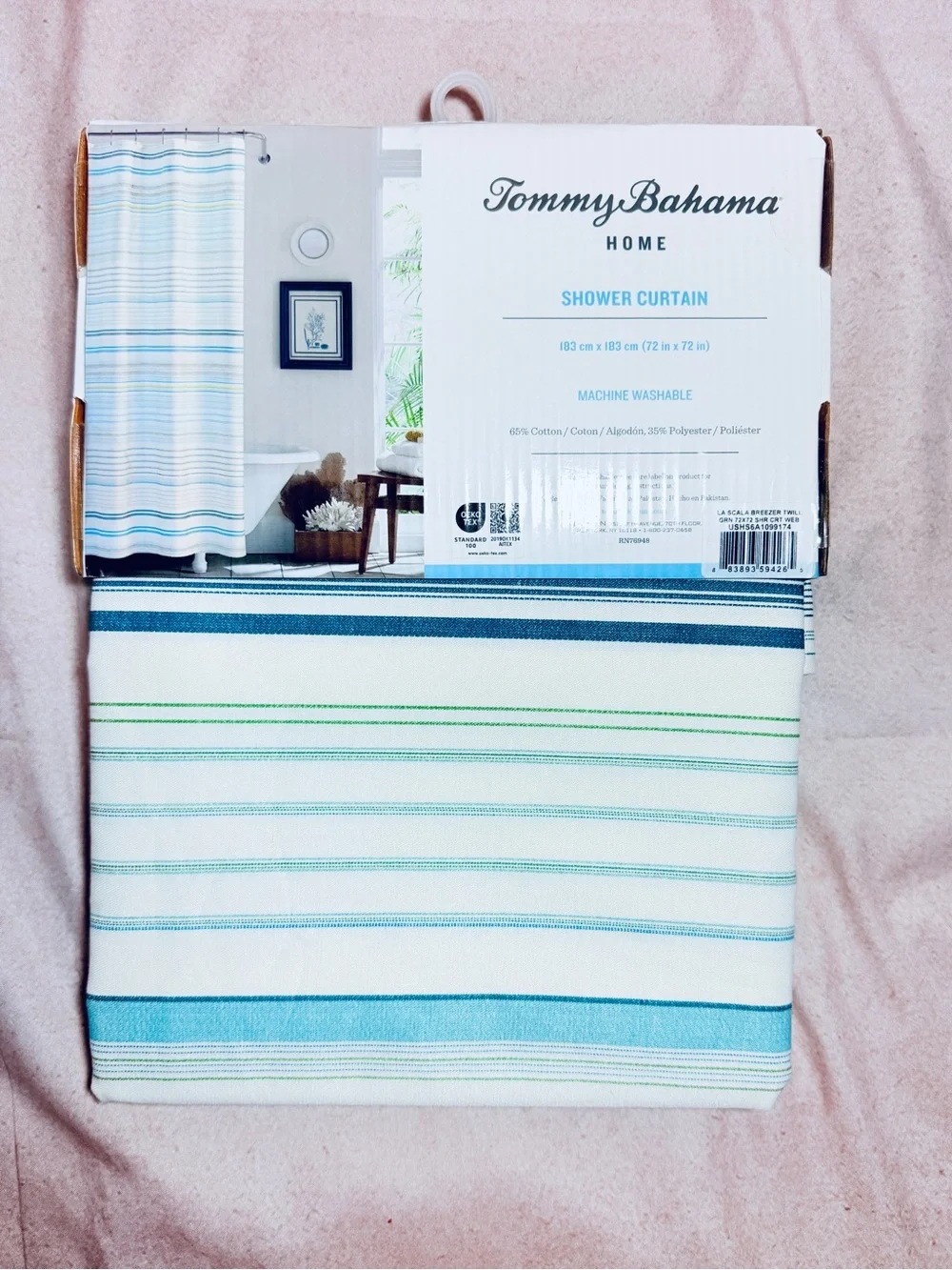 Tommy Bahama Home La Scala Breezer Cotton Shower Curtain, 72